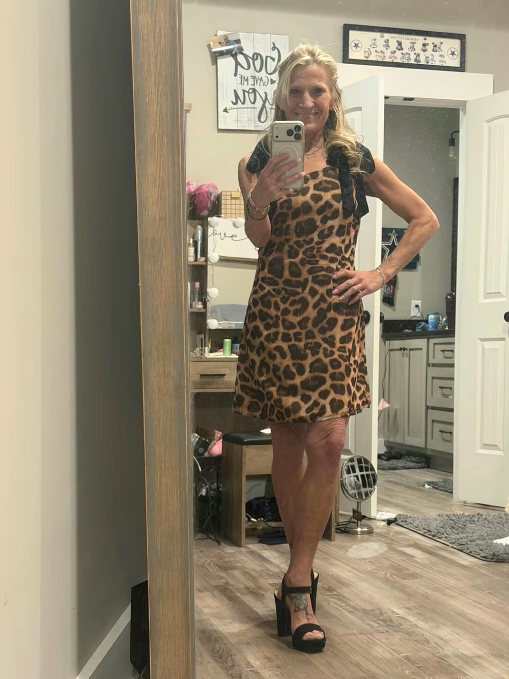 Leopard Print Brown Shift Dress - Women